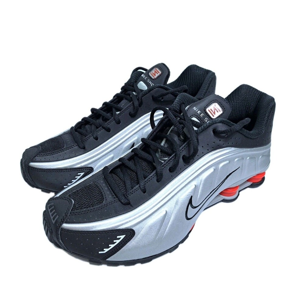 Nike Shox R4 Mens's 11 Black Metallic Silver Red Run Walk HQ1988-002